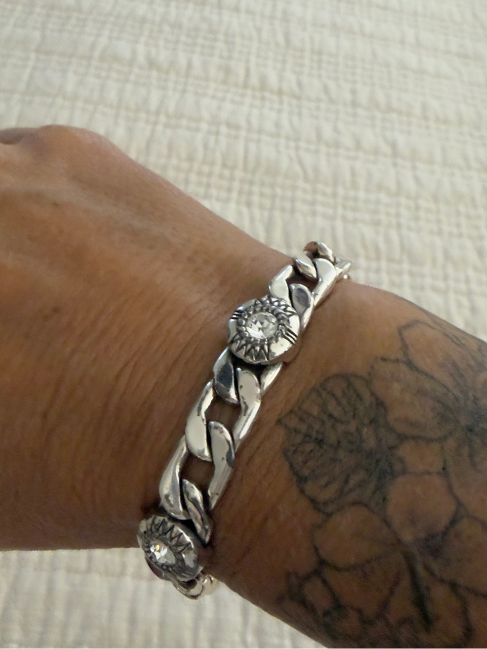 Brighton Bracelet Fortino Cuban flat link silver plated Swarovski crystal
